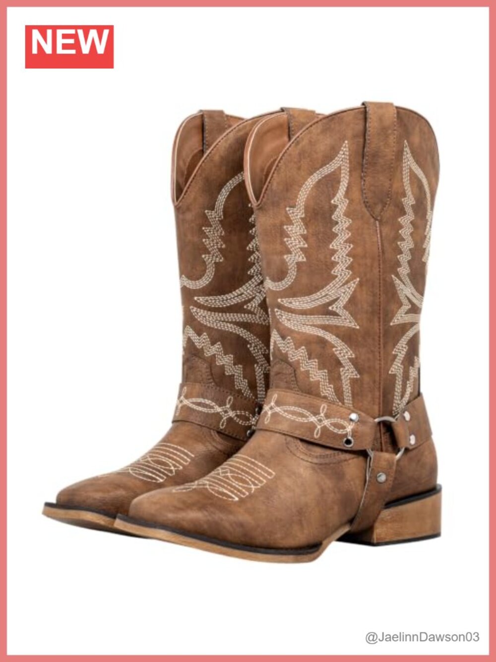 Extra Wide Calf Cowboy Boots Women Square Toe Faux Leather Pull On
